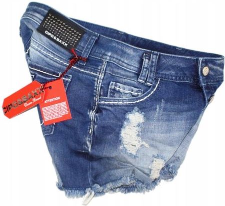 Cipo Baxx Damskie Spodenki Jeans Cipo&Baxx -Owk100 Oryginalne Z Dziurami W31
