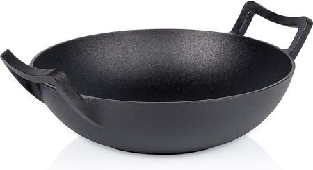 Wok Żeliwny Patelnia Głęboka do Smażenia Duszenia Dań Azjatyckich 32 cm
