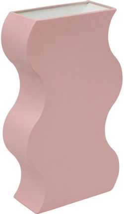 Wazon metalowy, falisty, pudrowy róż 35 cm