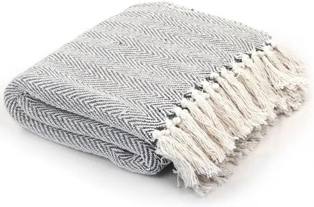 Gravora Pled Bawełniany Z Frędzlami Szary 160x210cm (G09228936)