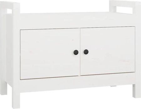 Gravora Ławka do przedpokoju z drewna sosnowego z miejscem do przechowywania biała 80x40x60cm (G09231047)