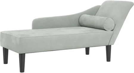 Gravora Szezlong z aksamitu jasnoszary 141x55,5x66,5cm poduszka 11,5x49,5cm (G01261294)