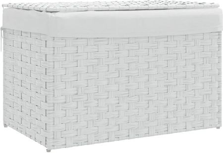 Gravora Kosz na pranie z rattanu PE i stali składany biały 55,5x35x34cm (G0571990)