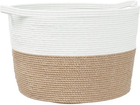 Gravora Kosz na pranie z bawełnianego sznura składany brązowo-biały 60x36cm (G02186263)
