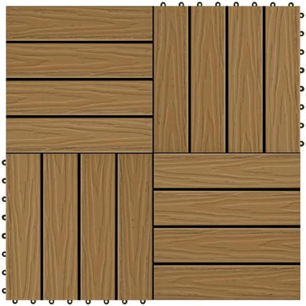 Gravora Zestaw 11 Płytek Tarasowych Wpc Głęboko Ryflowane 30X30 cm Drewno Tekowe G0161762