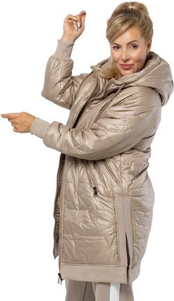 Długa kurtka z pikowaniem i rozcięciami po bokach ROMA PLUS SIZE