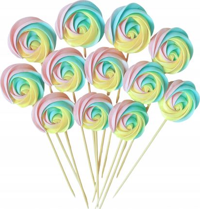 Elhandel Lizaki Bezowe Dekoracje Na Tort Bezy Topper Urodziny Beziki Pastelowe 12szt.