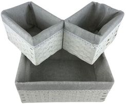 Zdjęcie Oris Kosz kosze szufladowe wiklinowe z materiałem 3szt. BIAŁE (HX171064) - Radzionków