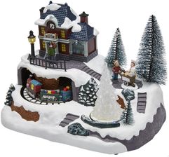 Zdjęcie EKVIP Świąteczna Wioska Ze Stacją Kolejową 23,5x16,5x15,5 Cm - Mikołów