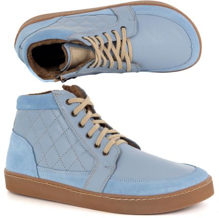 Buty damskie zimowe barefoot skórzane Z-B05 niebieskie