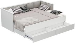 Zdjęcie Meble Kobi Łóżko Młodzieżowe Tapicerowane Rozkładane Helios 80X200Cm Białe Z Materacem Szufladami (K11O18B2I9_M) - Dobre Miasto