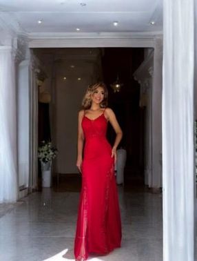 Sukienka długa Boda kolor czerwony