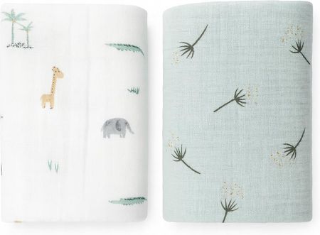 Swanstore Pieluchy Muślinowe 2Szt. 60X60 Komplet Safari Zielony Dmuchawiec