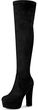 [AC] Allegra K Damskie buty na platformie blokowe za kolano, Czarny, 37.5 EU