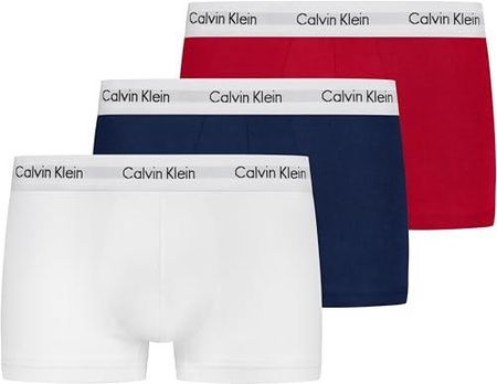 [AC] Calvin Klein 3p Low Rise Trunk' Bokserki Mężczyźni, 998 White, Red Ginger, Pyro Blue, XL