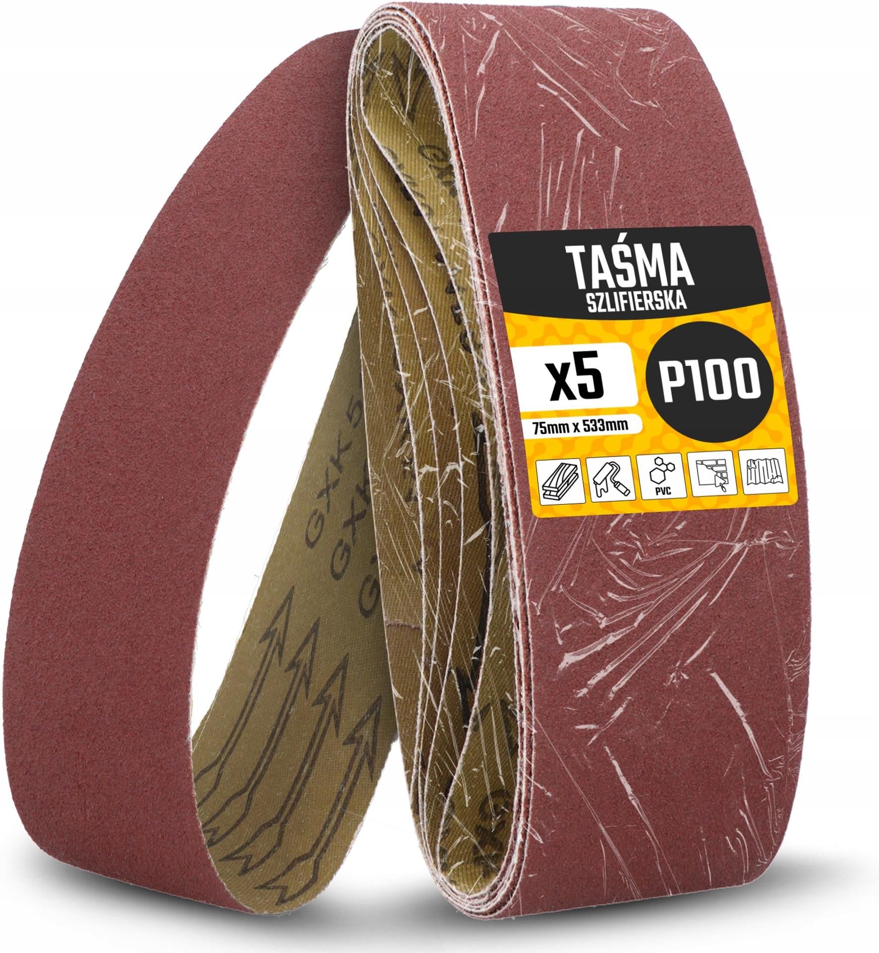 5x Schleifband 75x533 P100 Schleifpapier Bandschleifer Schleifen Gewebe Bänder