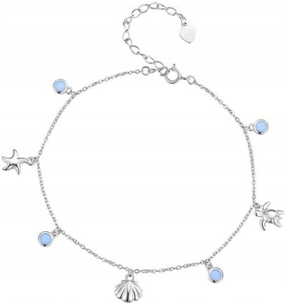 Trusky Bransoletka Na Nogę Morska Opalizująca Srebro 925