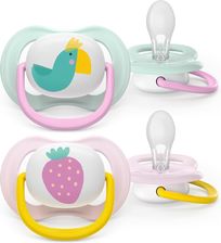 Zdjęcie PHILIPS AVENT Pacifier Ultra Air 0-6M 2szt. SCF080/24 ptak/truskawka - Warka