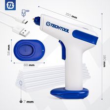 Zdjęcie PISTOLET DO KLEJU NA GORĄCO 35 W + KLEJ WKŁADY 7 MM AKUMULATOROWY TECHTOOL - Łaszczów