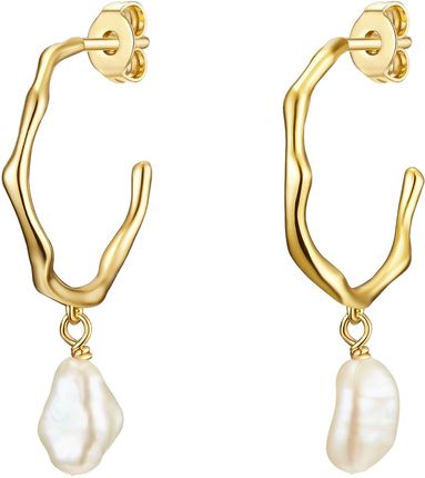 Glanzstücke München Kolczyki wiszące srebrne srebro wysokiej próby Perła hodowlana słodkowodna żółte złoto 1 ct Damski