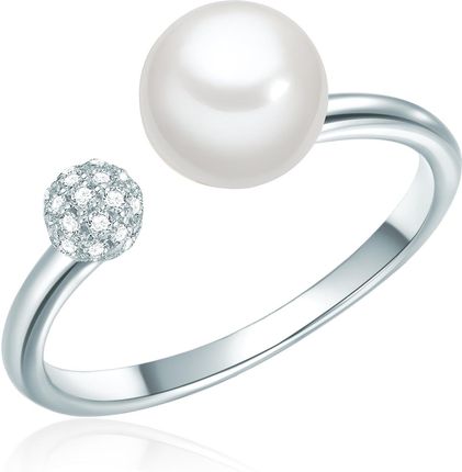 Valero Pearls Srebrny pierścionek srebro wysokiej próby Cyrkonia Perła hodowlana słodkowodna srebrny Pierścionki 1 ct Damski