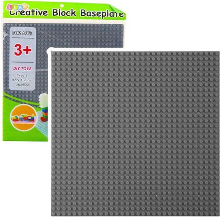 Leantoys Płyta Do Budowania Z Klocków Szara 25,5X25,5Cm