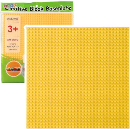 Leantoys Płyta Do Budowania Z Klocków Żółta 25,5X25,5Cm