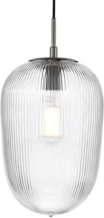 Dar Lighting Ryflowana Lampa Wisząca Abrielle Szklany Owalny Nikiel (Abr0108)