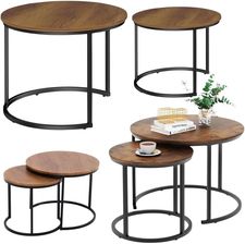 Zdjęcie Lean Zestaw Okrągłe Stoliki Kawowe 2W1 Vintage Naturalne Drewno 60X45Cm 40X40Cm - Dobczyce