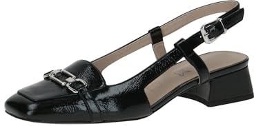 CAPRICE Damski pasek typu slingback ze skóry, mały obcas, Black Naplak, 37 EU