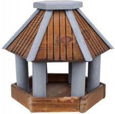 Zdjęcie Drewniany Karmnik Dla Ptaków Sześciokątny Szaro-Brązowy 32X32X28 Cm Tin Tours - Wadowice