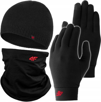 4F Komplet Zimowy Męski Damski Czapka Komin Bandama Rękawiczki KZ01 M