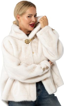 Luksusowe futro trapezowy krój ze złotymi elementami AURORA