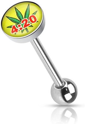 Piercing4U Kolczyk Do Języka Stal Chirurgiczna Piercing J52 Trawka Żółte Tło