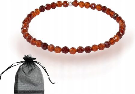 Agalag Bransoletka Hessonit Granat Pomarańczowy Grossular 4mm Na Gumce Dł 18cm
