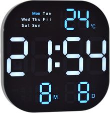 Zegary Demus Zegar Cyfrowy Z Termometrem 6633-Niebieski 23x23cm Sterowanie Pilotem