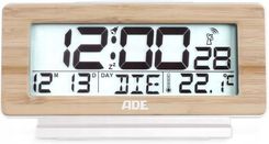 Ade Budzik Elektroniczny Z Kalendarzem I Termometrem 12,5x4x8,5cm Bambusowa Rama (ADCK1940HH)