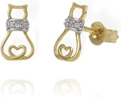 Zdjęcie Norbisrebro Piękne Złote Kolczyki Koty Kotki z Cyrkoniami - pr. 585 (IDKOTY230925A) - Dobczyce