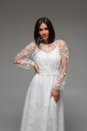 Suknia Biała Premium Rozkoszna Słowiańska Suknia Ślub Wesele Uroczystość M