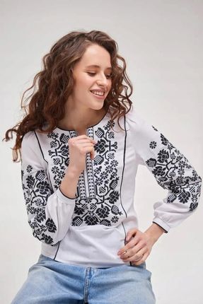 Koszula Bluzka Czarny Haft Ukraina Len Wiskoza Xl