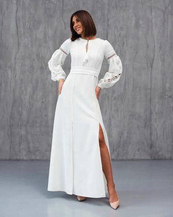 Ekskluzywna Rozkoszna Długa Suknia W Kolorze Białym R.S (36) Ślub Cywilny