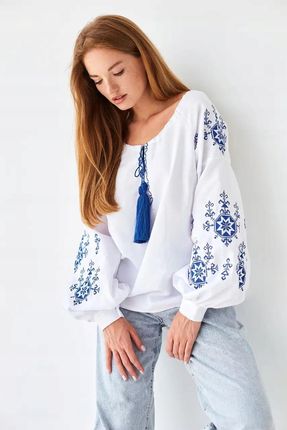 Koszula Bluzka Haftowana Ukraińska Niebieskie Gwiazdki Xxl