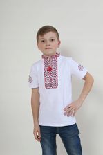 Zdjęcie Koszulka Haftowana Biała Czerwono-Czarny Ukraiński Haft Dla Chłopca 92 - Bytom