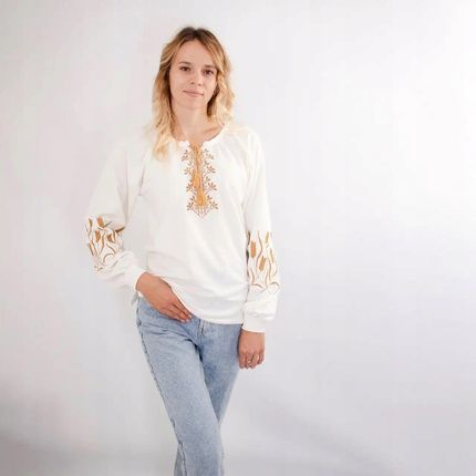 Koszula Bluzka Haft Kłoski Ukraina Bawełniana Dzianina S