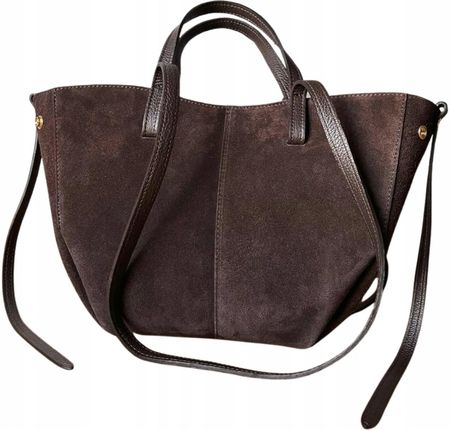 Czekoladowa zamszowa torebka brązowa shopper Zamsz Naturalny łódka