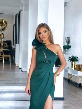 Sukienka długa Chloe kolor butelkowa zieleń