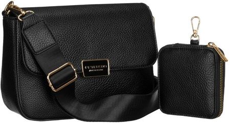 Czarna listonoszka damska na ramię ze skóry ekologicznej z etui w zestawie - Peterson