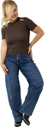 Granatowe jeansy damskie balloon barrel banana fit CLARA