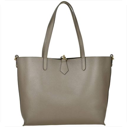 Borse in Pelle Torebka shopper skórzana brąz taupe z kosmetyczką
