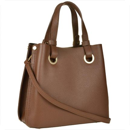 Damska torebka kuferek brąz koniak skóra naturalna